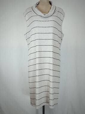 NWT Sassy #13005 Beige / Black Stripe Sleeveless Midi Knit Dress XXL #0223